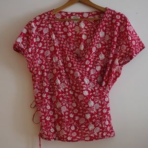 Vintage short sleeve wrap top